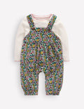 Jersey Dungarees Set-Raspberry Multi Floral