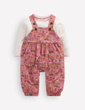 Jersey Dungarees Set-Pink Woodland