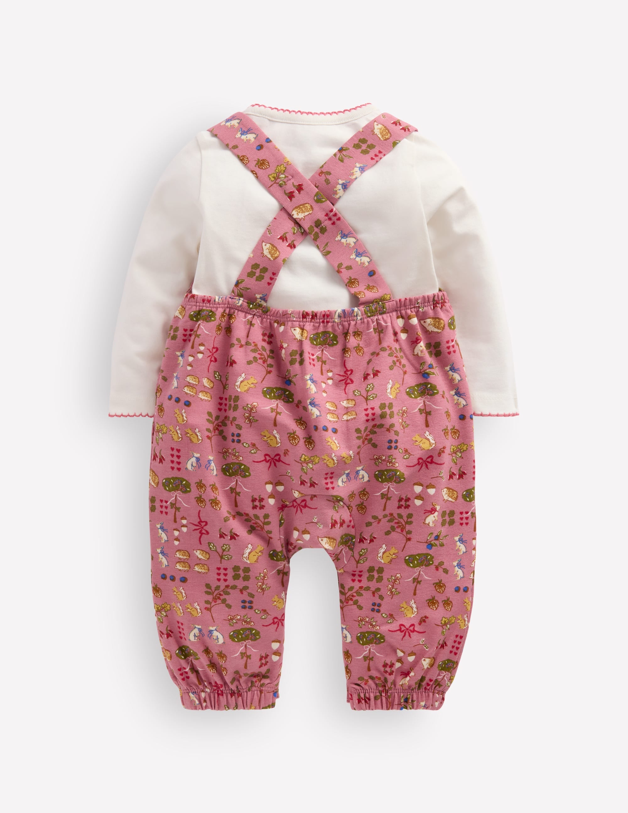 Jersey Dungarees Set-Pink Woodland - Image 2