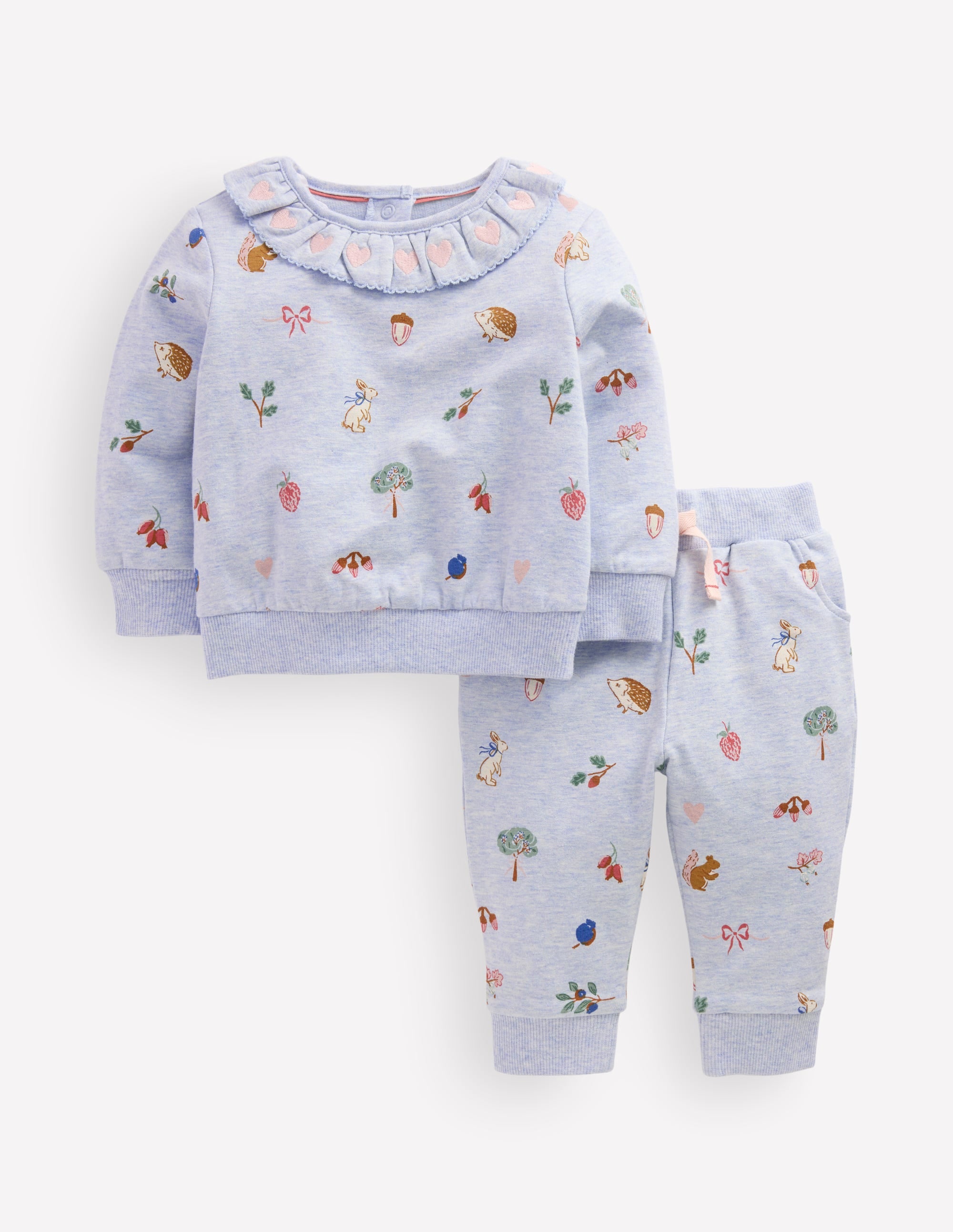 Ruffle Neck Sweatshirt Set-Blue Marl - Image 1