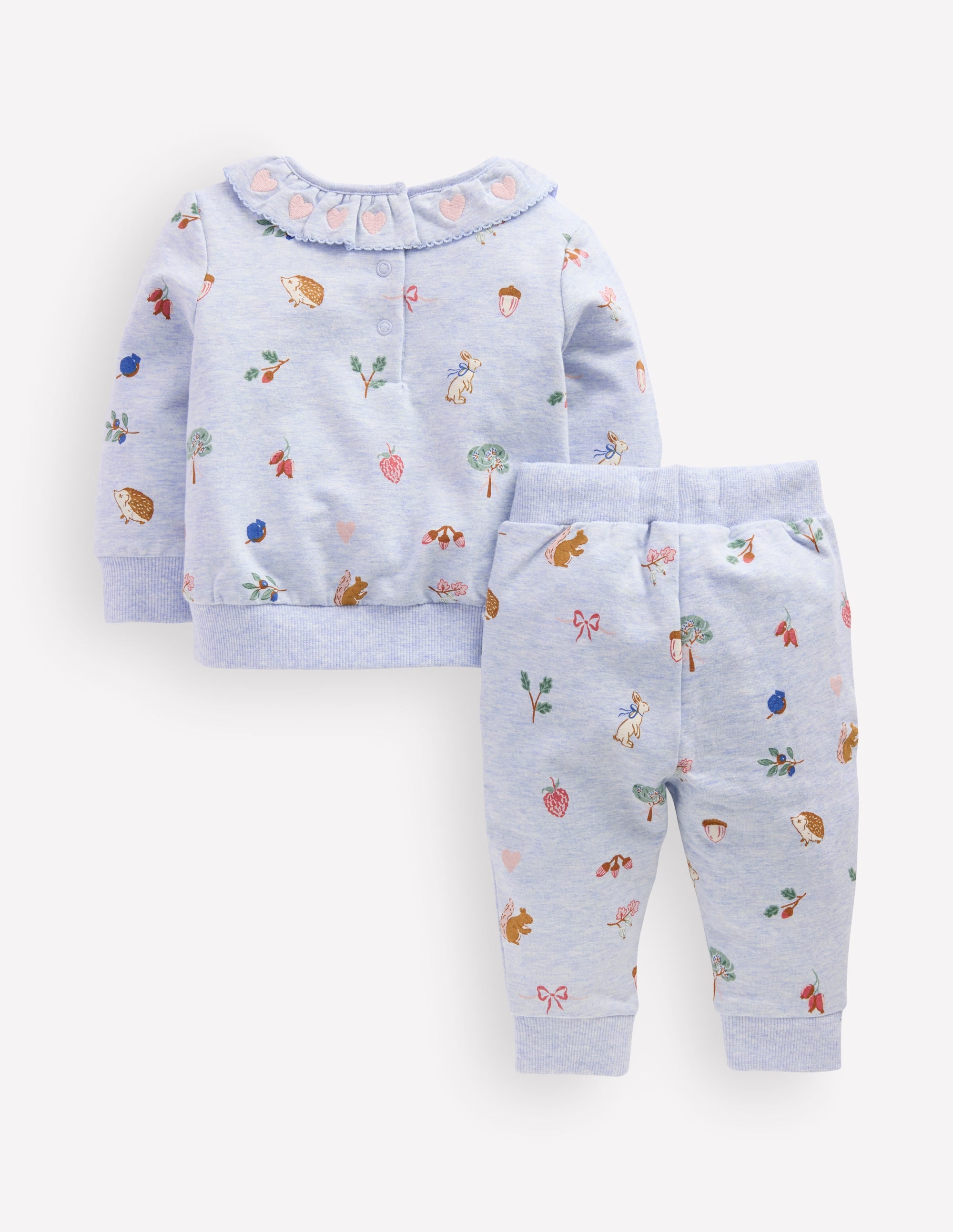 Ruffle Neck Sweatshirt Set-Blue Marl - Image 2