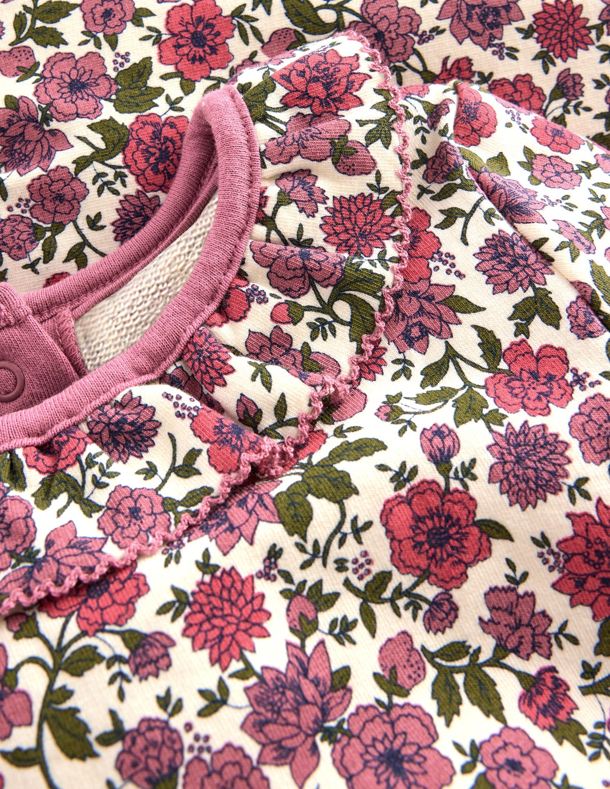 Ruffle Neck Sweatshirt Set-Vintage Pink Flowerbed - Image 2
