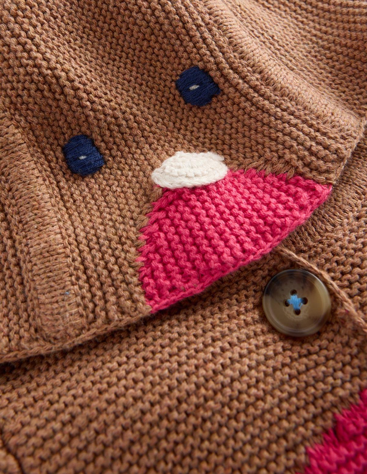 Novelty Cotton Knitted Jacket-Soft Brown Robin - Image 2