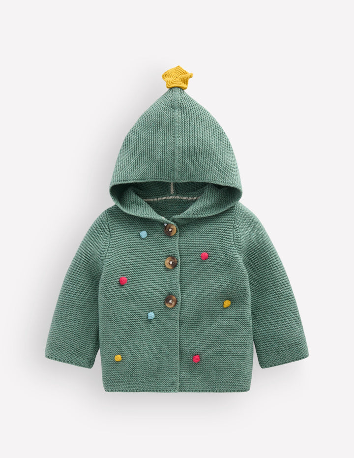 Novelty Cotton Knitted Jacket-Green Christmas Tree