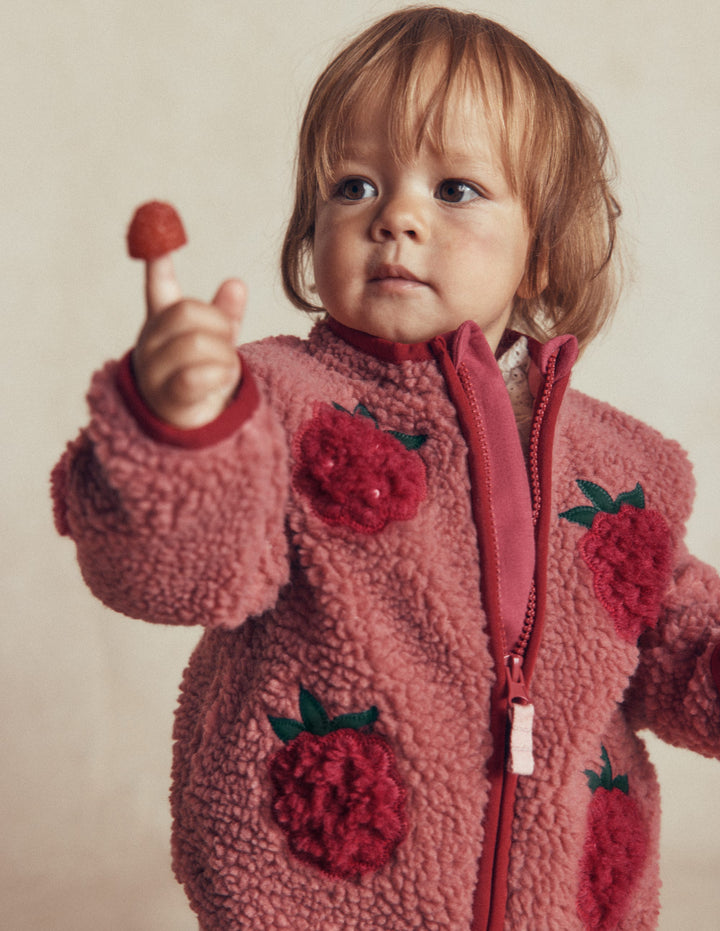 Cosy Borg Jacket-Rose Blackberry Applique