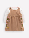 Embroidered Pinny Dress Set-Ginger Embroidery