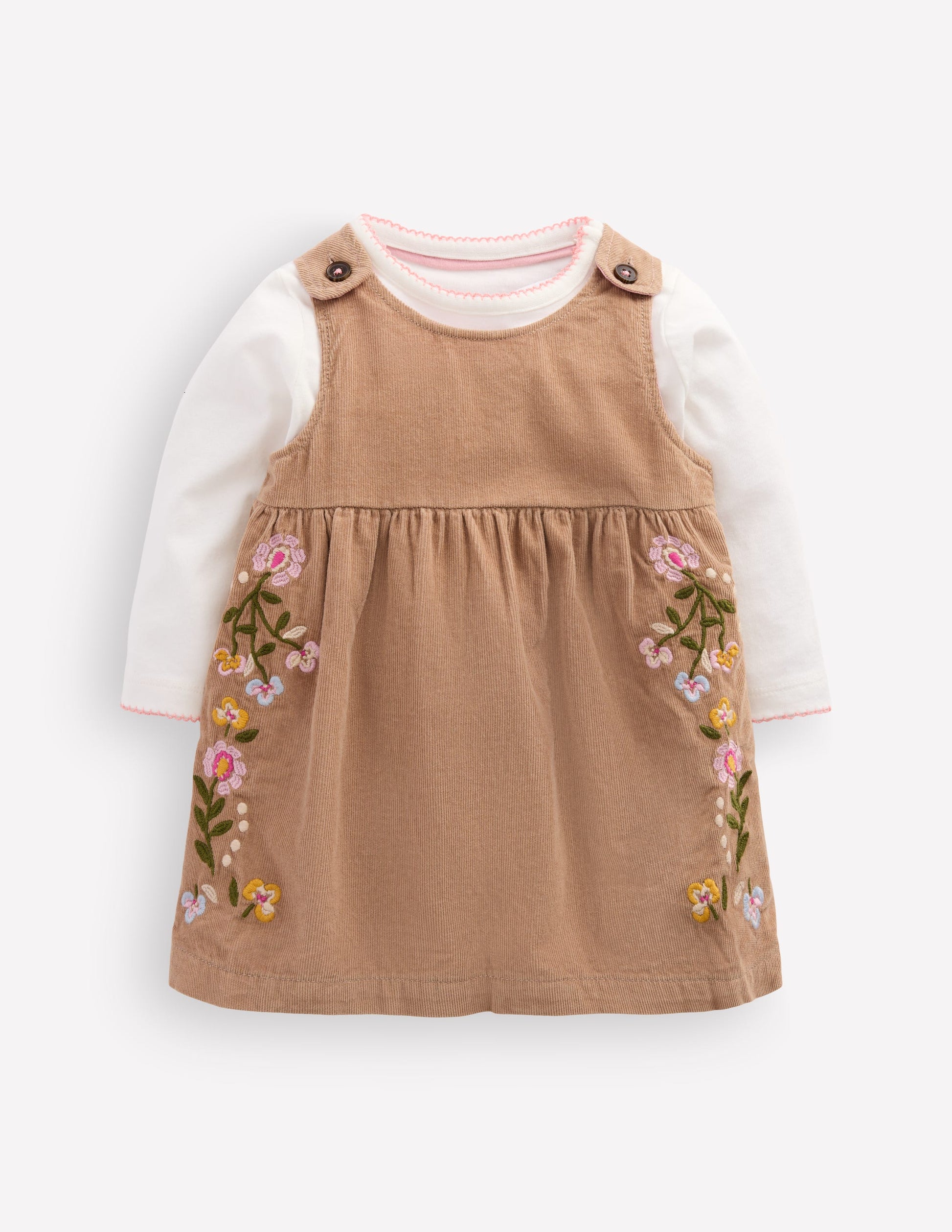 Embroidered Pinny Dress Set-Ginger Embroidery-1