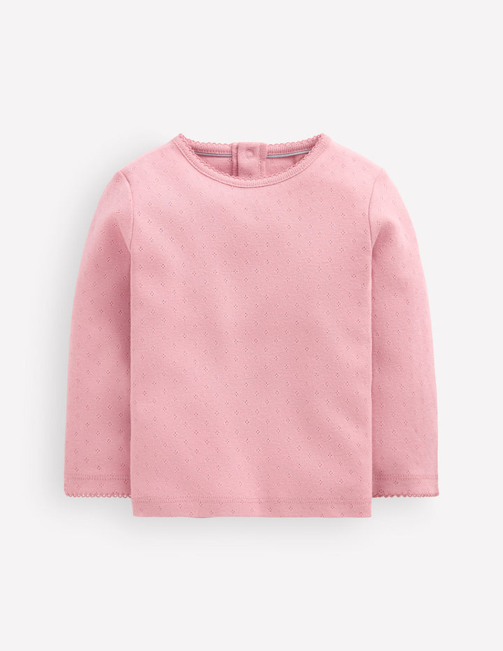 Cotton Pointelle Top-Pink