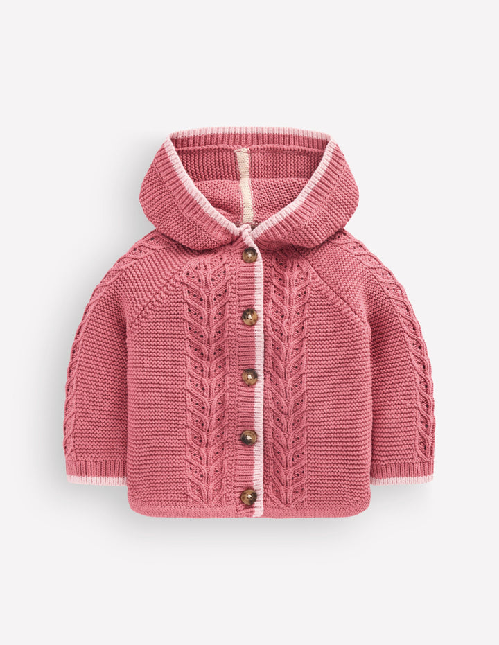 Pretty Cotton Knitted Jacket-Dusty Rose