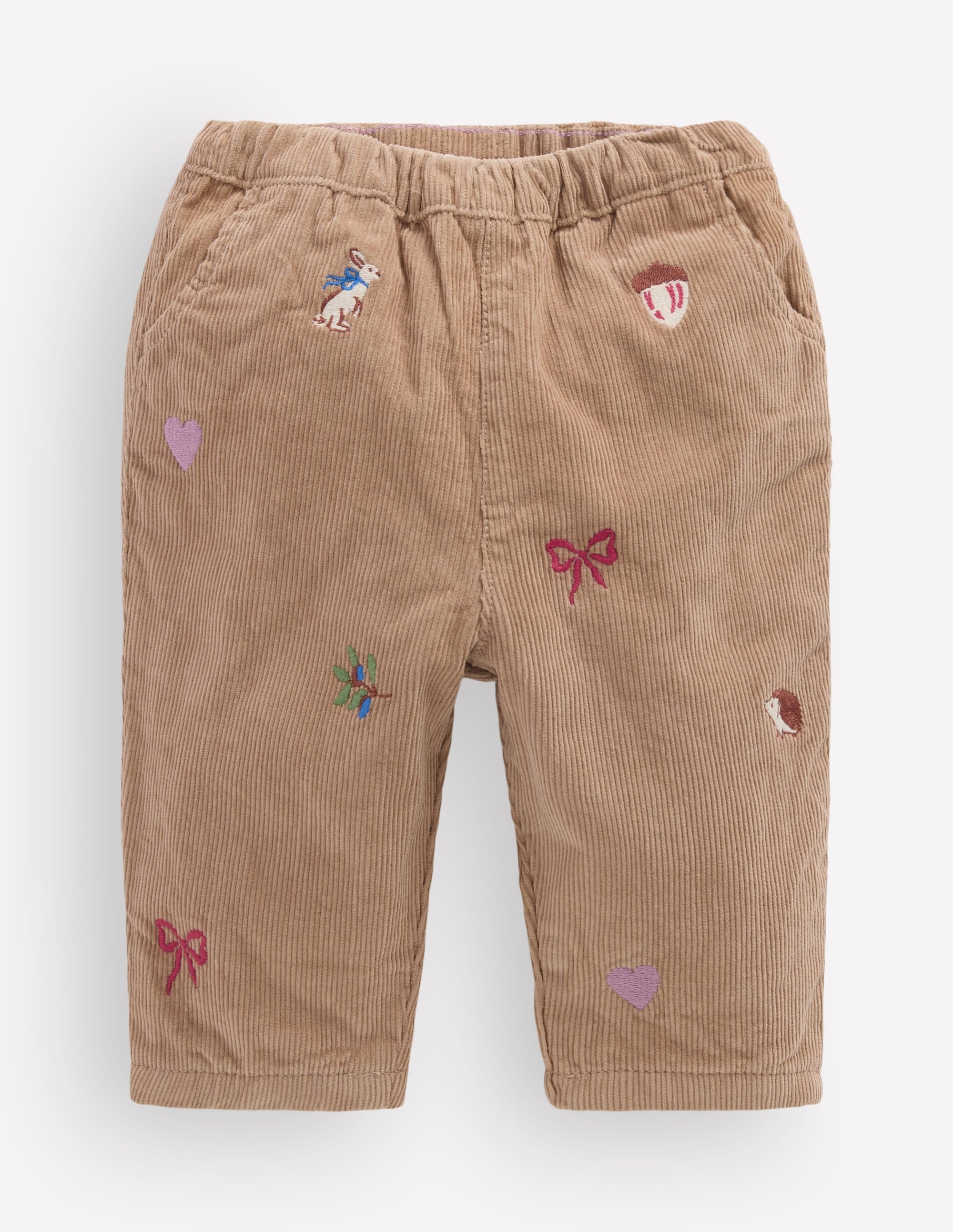Cotton Cord Trousers-Embroidered Taupe - Image 1