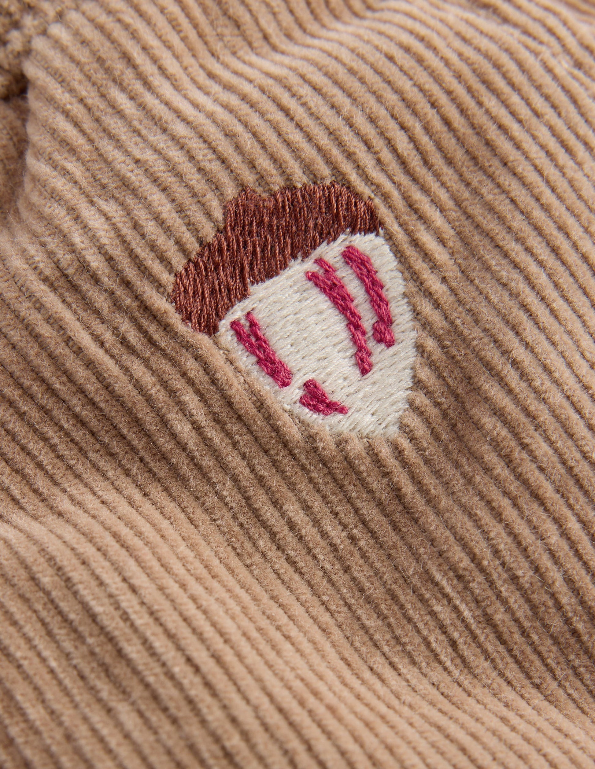 Cotton Cord Trousers-Embroidered Taupe-3