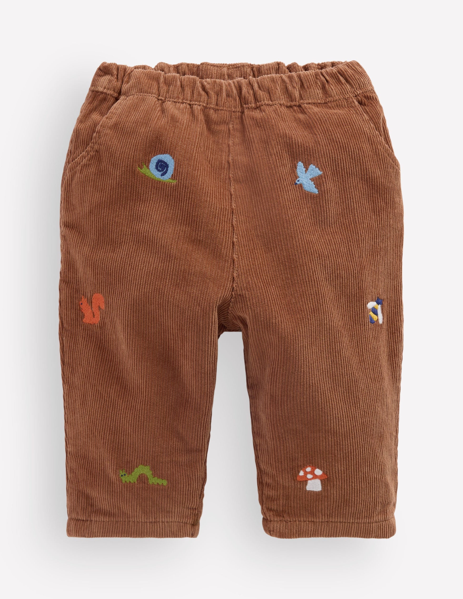 Cotton Cord Trousers-Embroidered Taupe-2