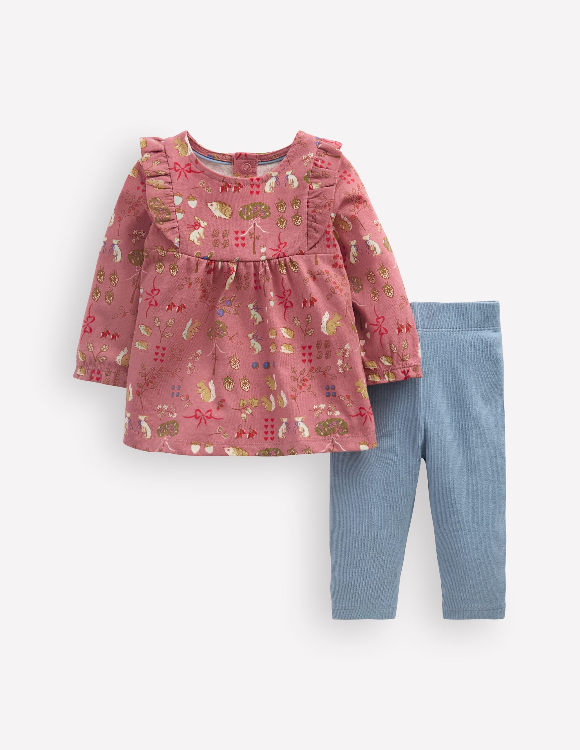 Jersey Tunic Set-Vintage Rose Woodland Friends - Image 1