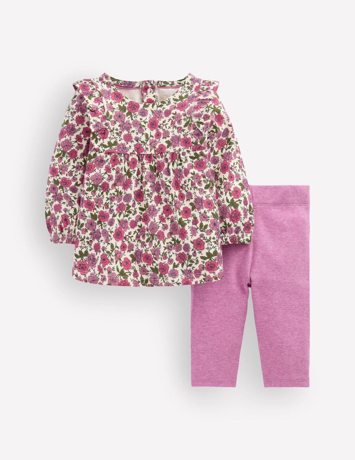 Jersey Tunic Set-Vintage Pink Flowerbed - Image 1