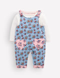 Woven Dungarees Set-Blue Sprouting Garden