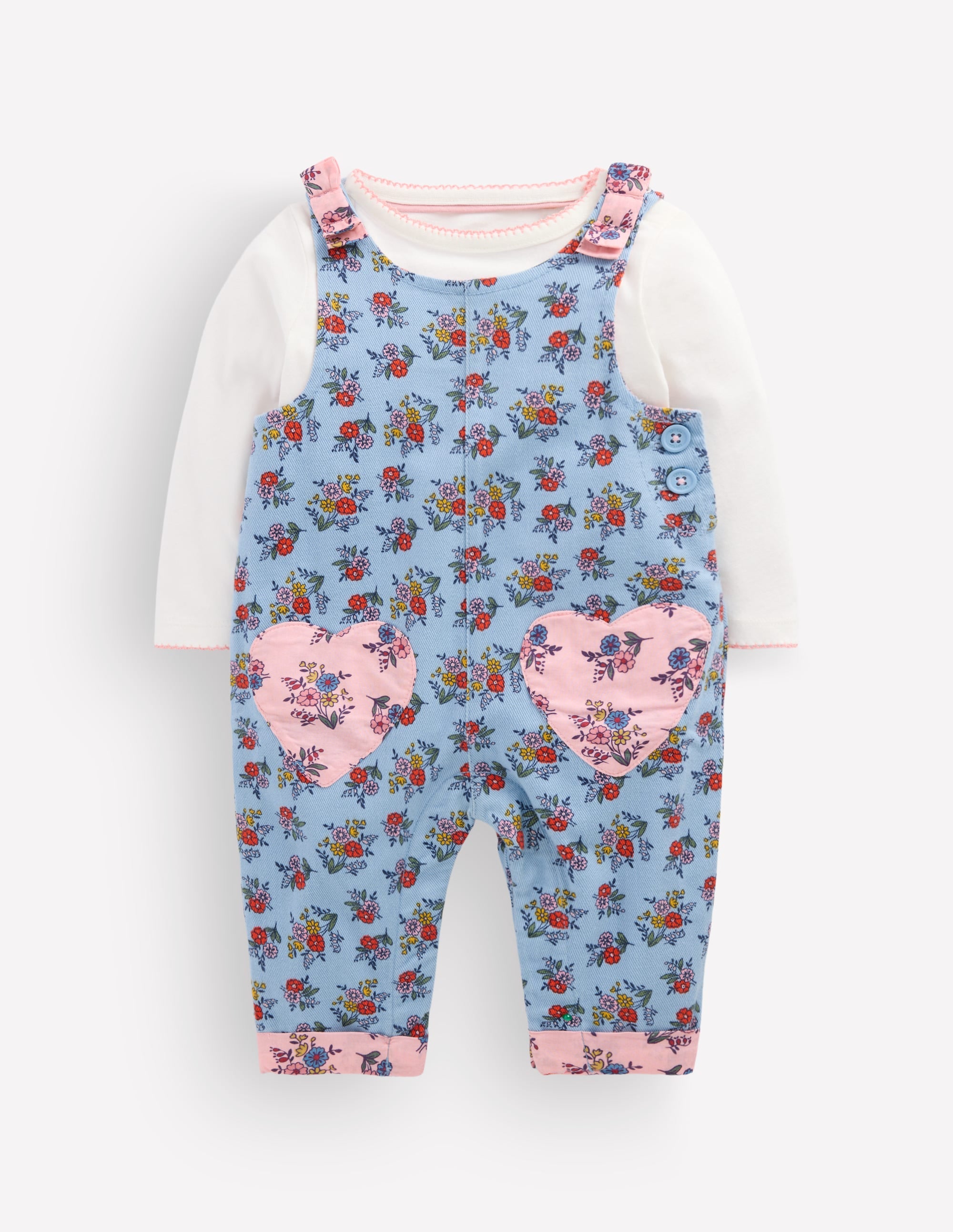 Woven Dungarees Set-Blue Sprouting Garden - Image 1
