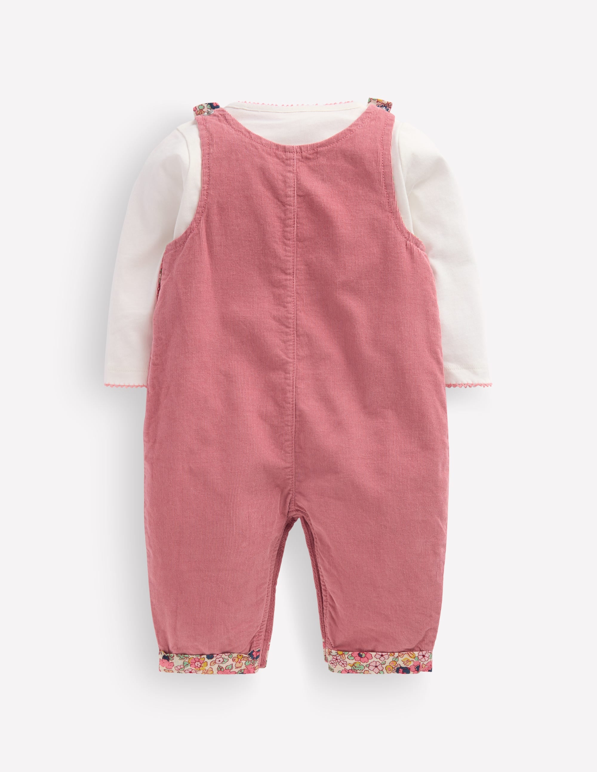 Woven Dungarees Set-Formica Pink Floral Embroidery - Image 2