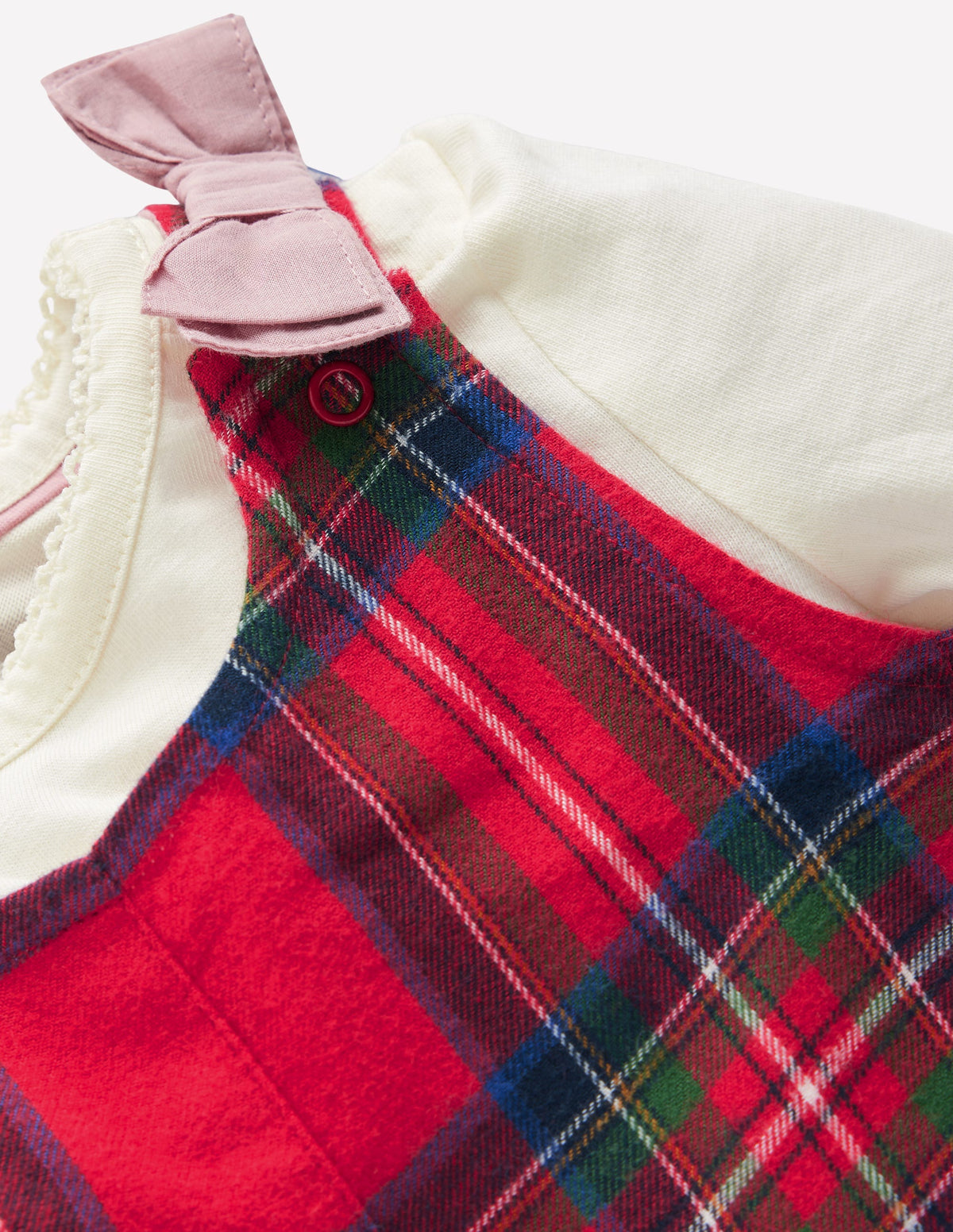 Woven Dungarees Set-Red Check-2
