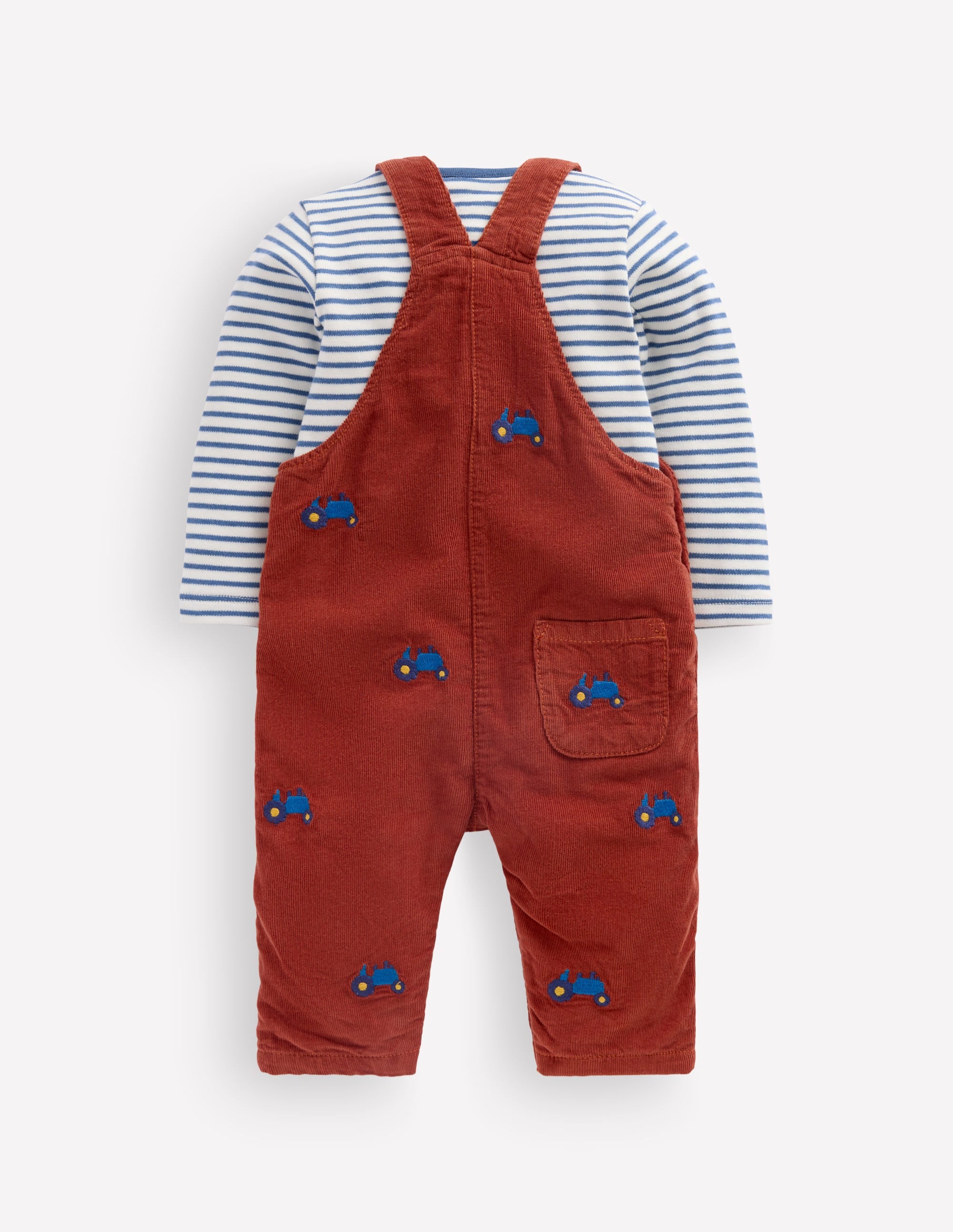 Woven Dungarees Set-Brick Red Tractors - Image 2