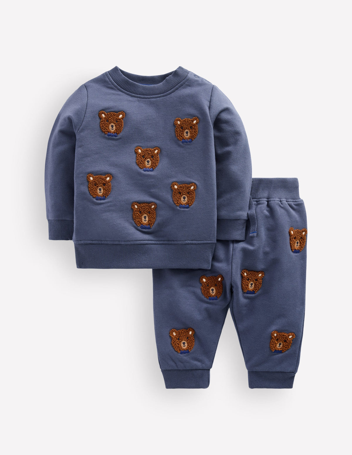 Appliqué Sweatshirt Set-Robot Blue Boucle Bears - Image 1