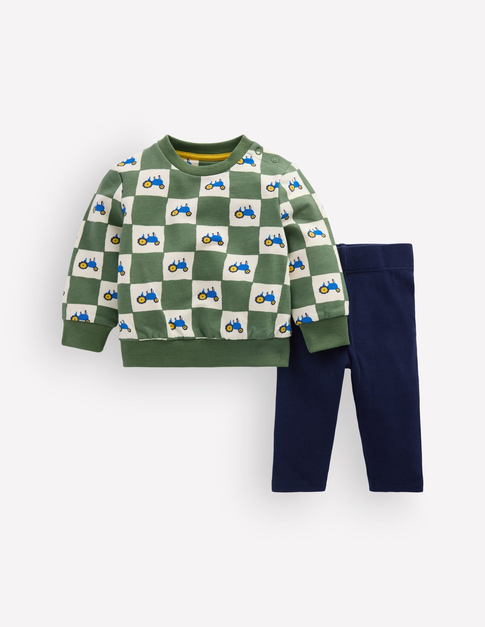 Sweatshirt & Legging Set-Green Check Tractors - Image 2