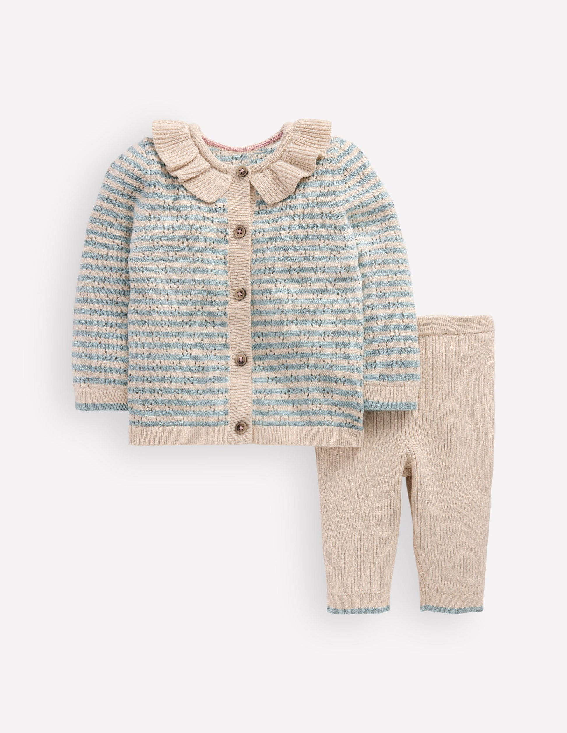 Pointelle Knitted Play Set-Harbor Grey/Oatmeal Marl-1