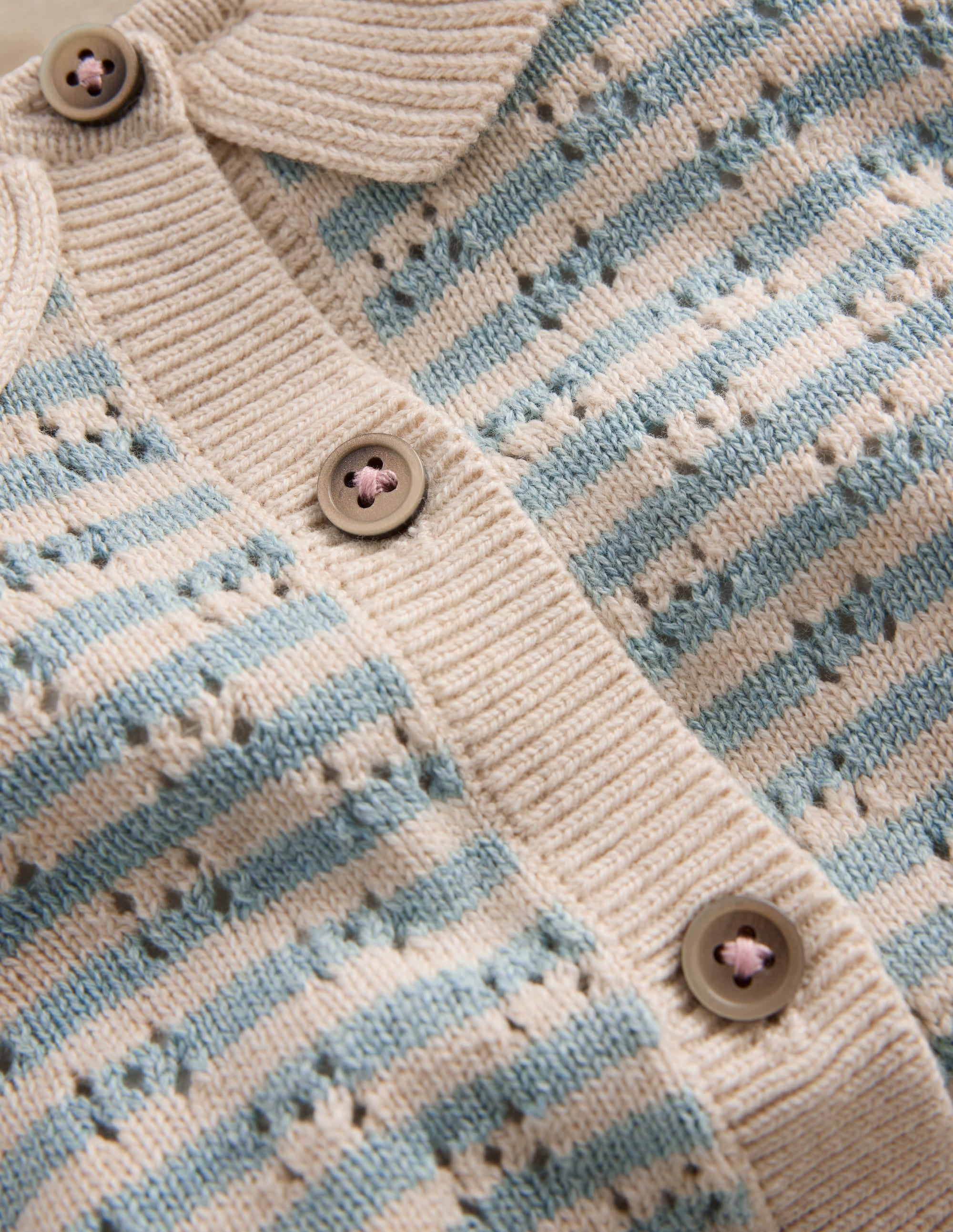 Pointelle Knitted Play Set-Harbor Grey/Oatmeal Marl - Image 3