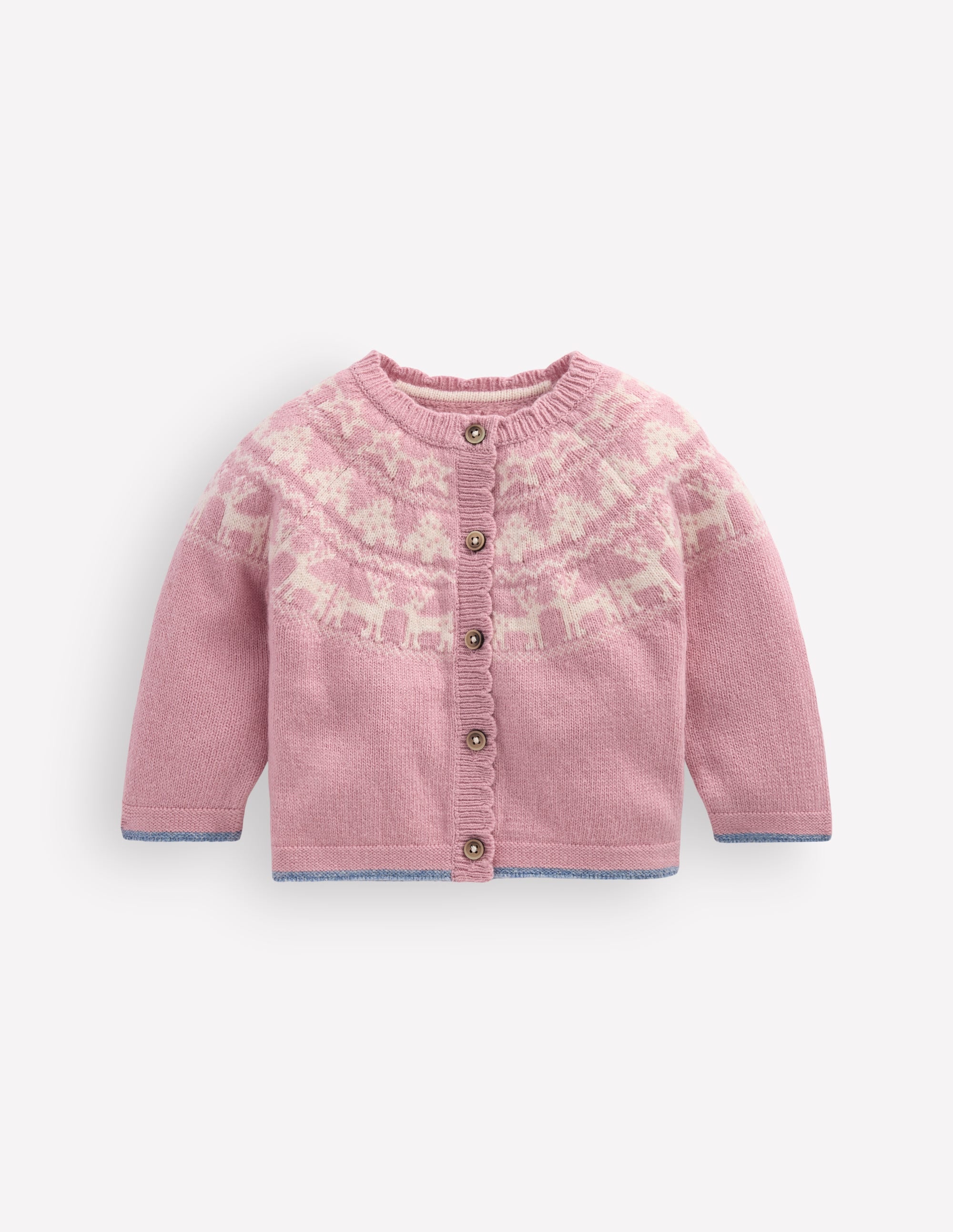 Fair Isle Cardigan-Vintage Pink Marl Festive - Image 1