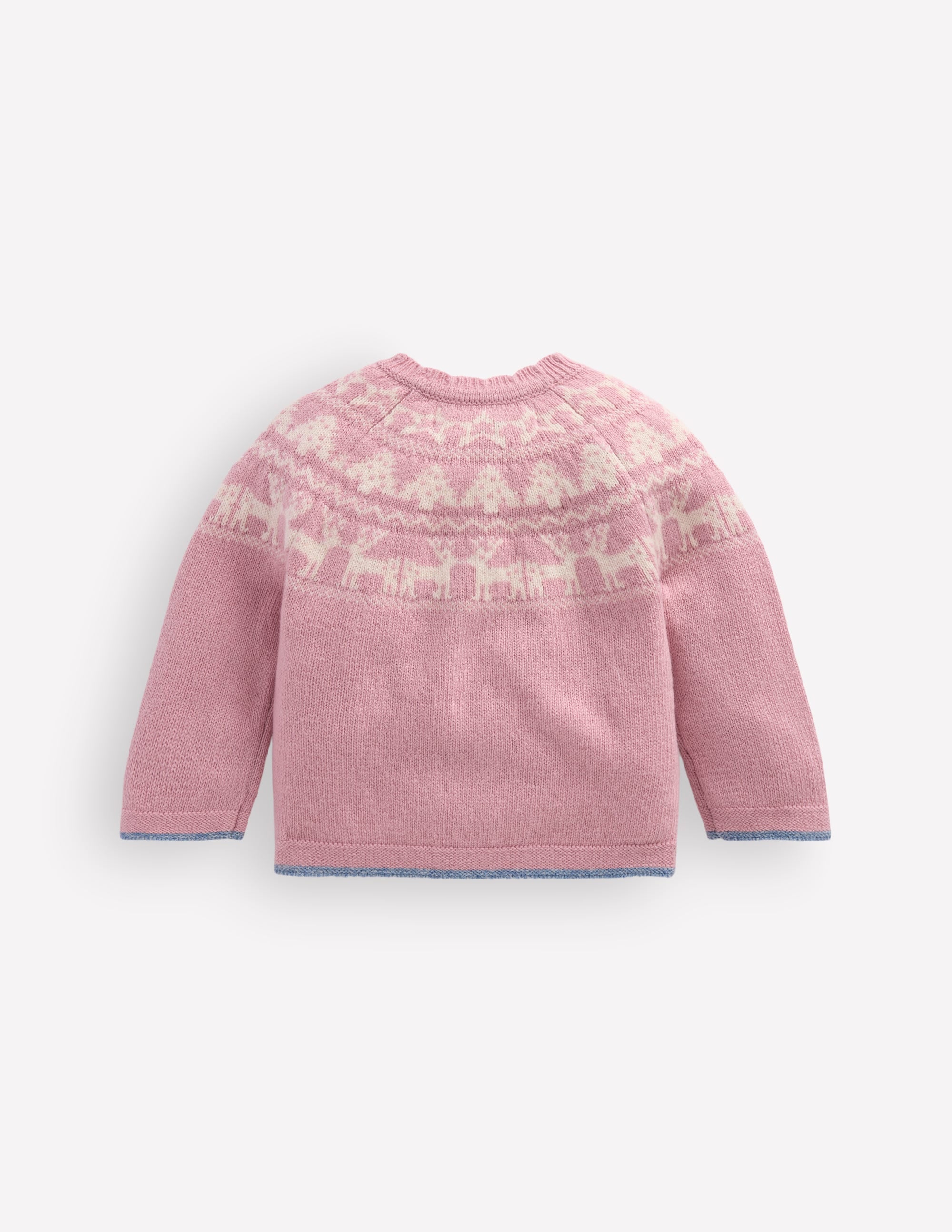Fair Isle Cardigan-Vintage Pink Marl Festive - Image 2