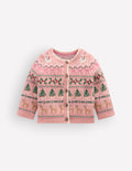 Fair Isle Cardigan-Vintage Pink Festive Fair Isle