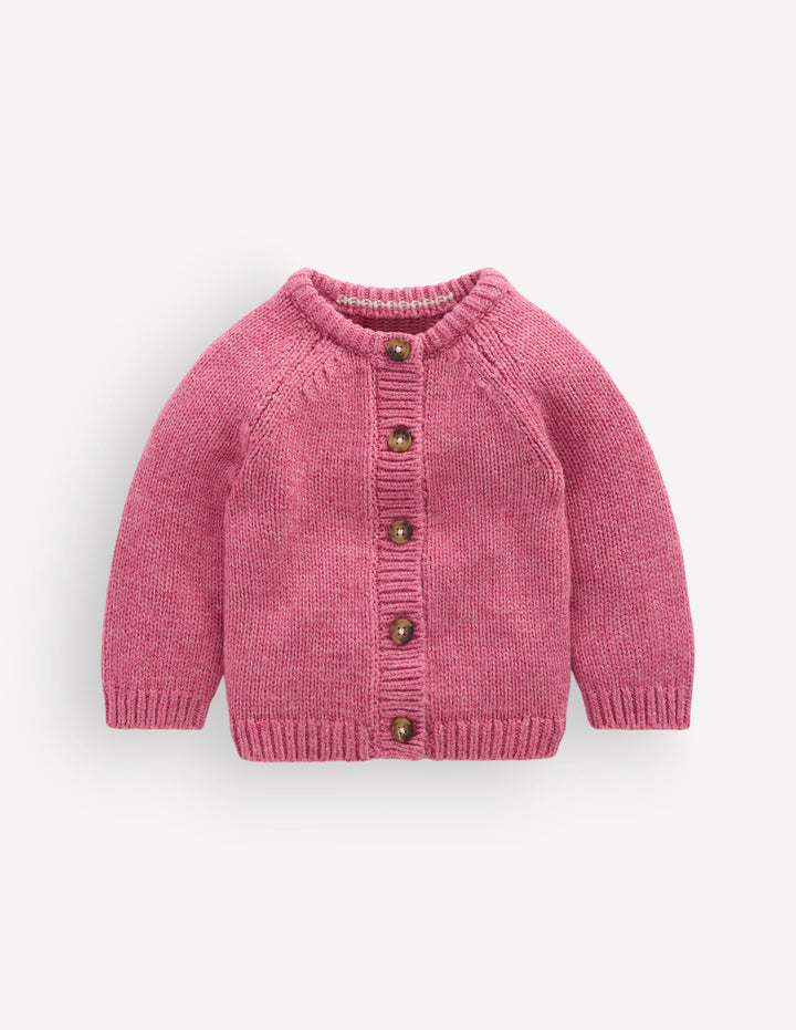 Chunky Cardigan-Pink Heather Marl