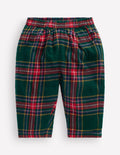 Woven Pull-on Trousers-Green/Red Check