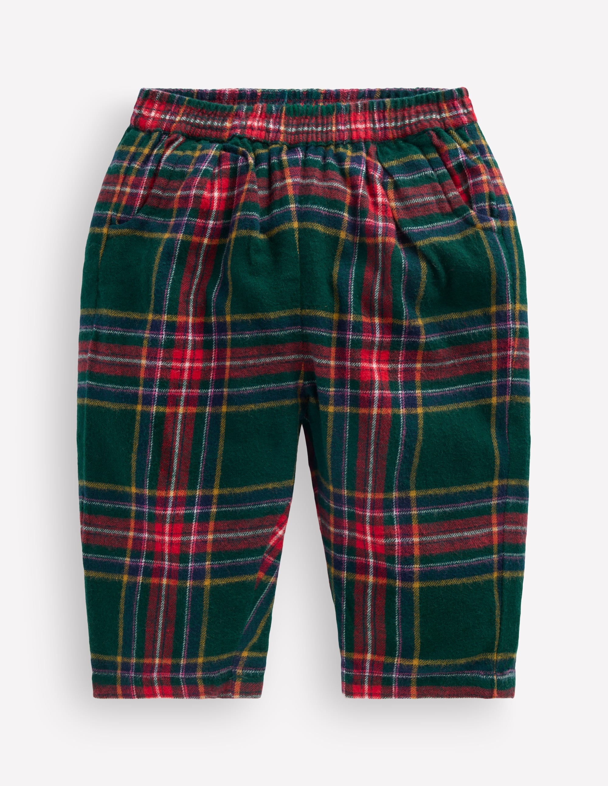 Woven Pull-on Trousers-Green/Red Check - Image 1