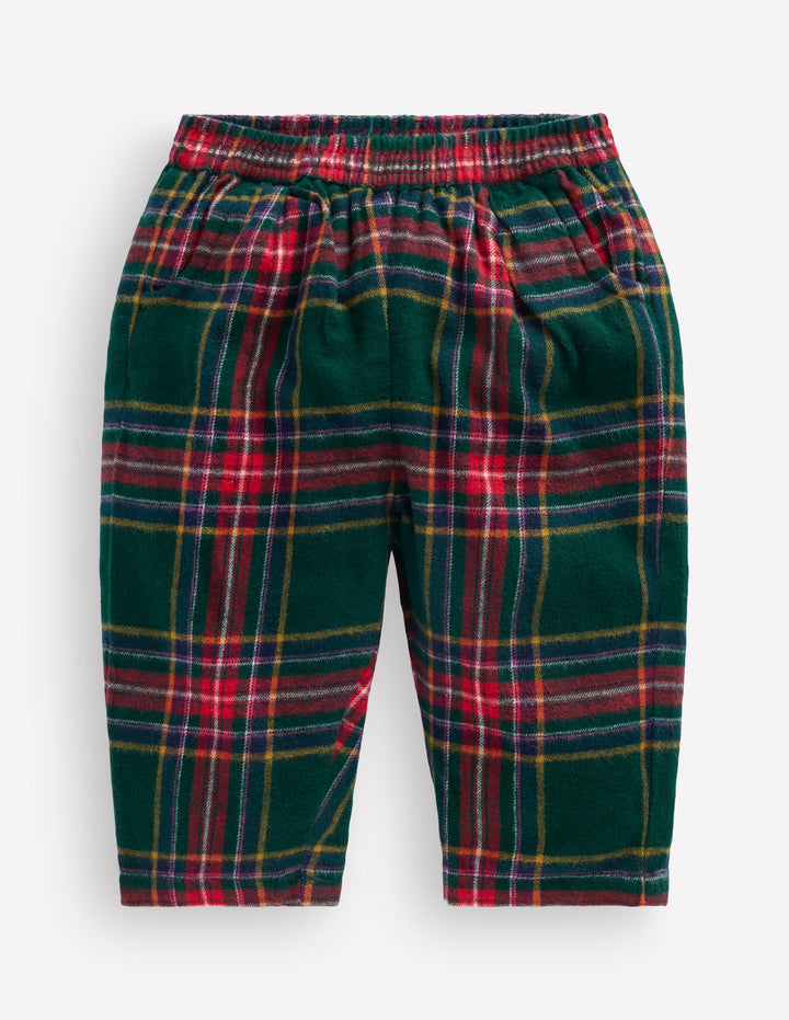 Woven Pull-on Trousers-Green/Red Check