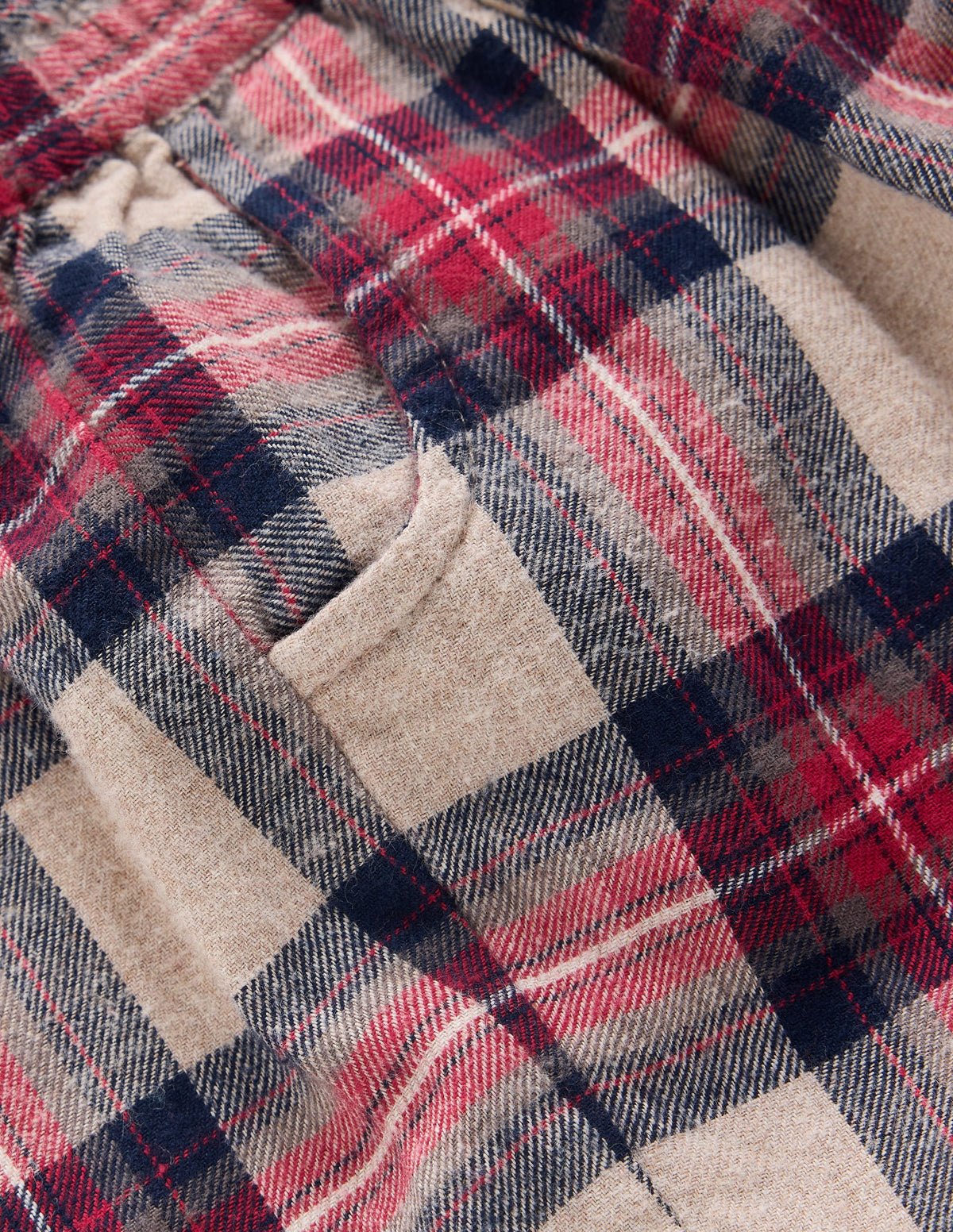 Woven Pull-on Trousers-Oatmeal Check - Image 2
