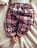 Woven Pull-on Trousers-Oatmeal Check