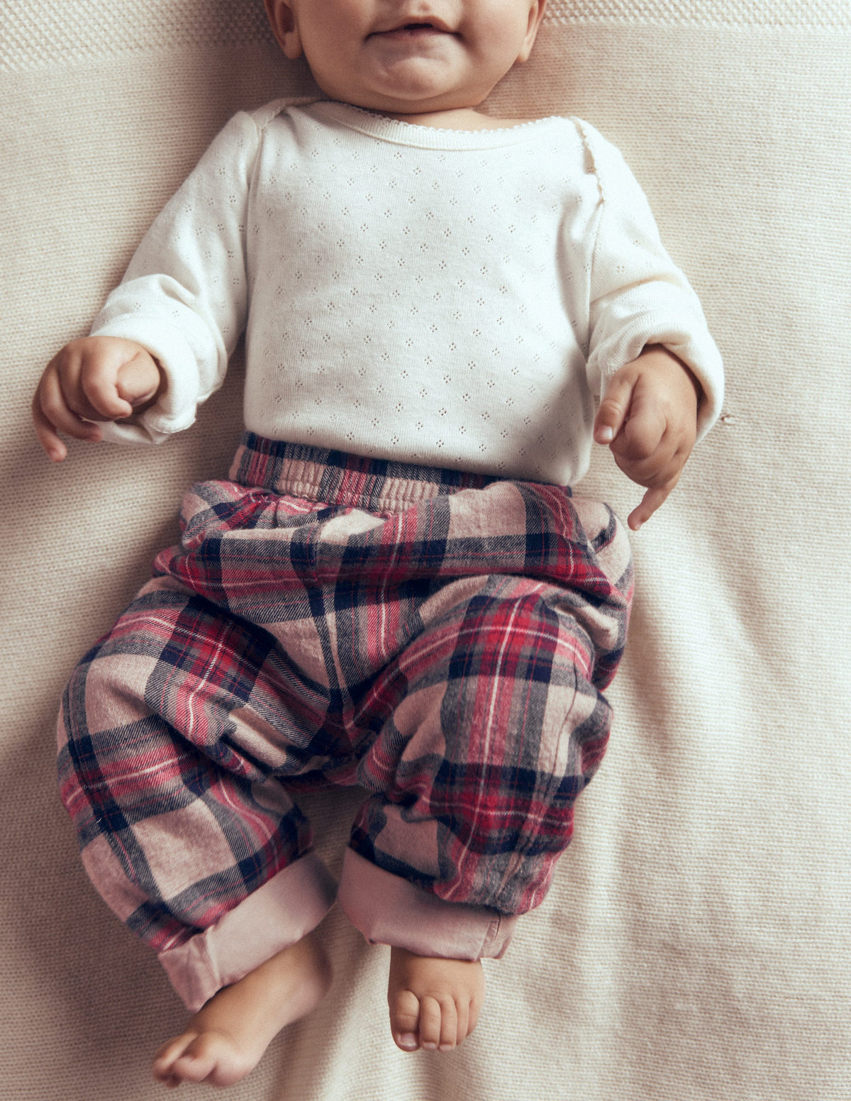Woven Pull-on Trousers-Oatmeal Check-3