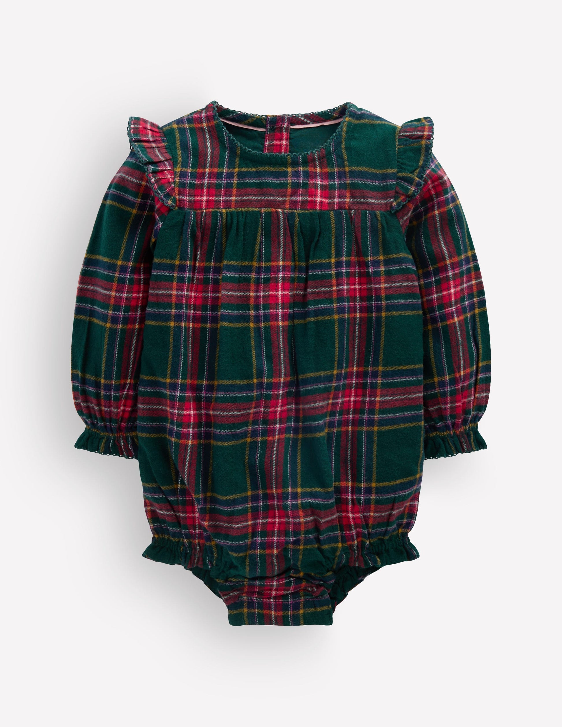 Woven Bubble Romper-Green/Red Check-2