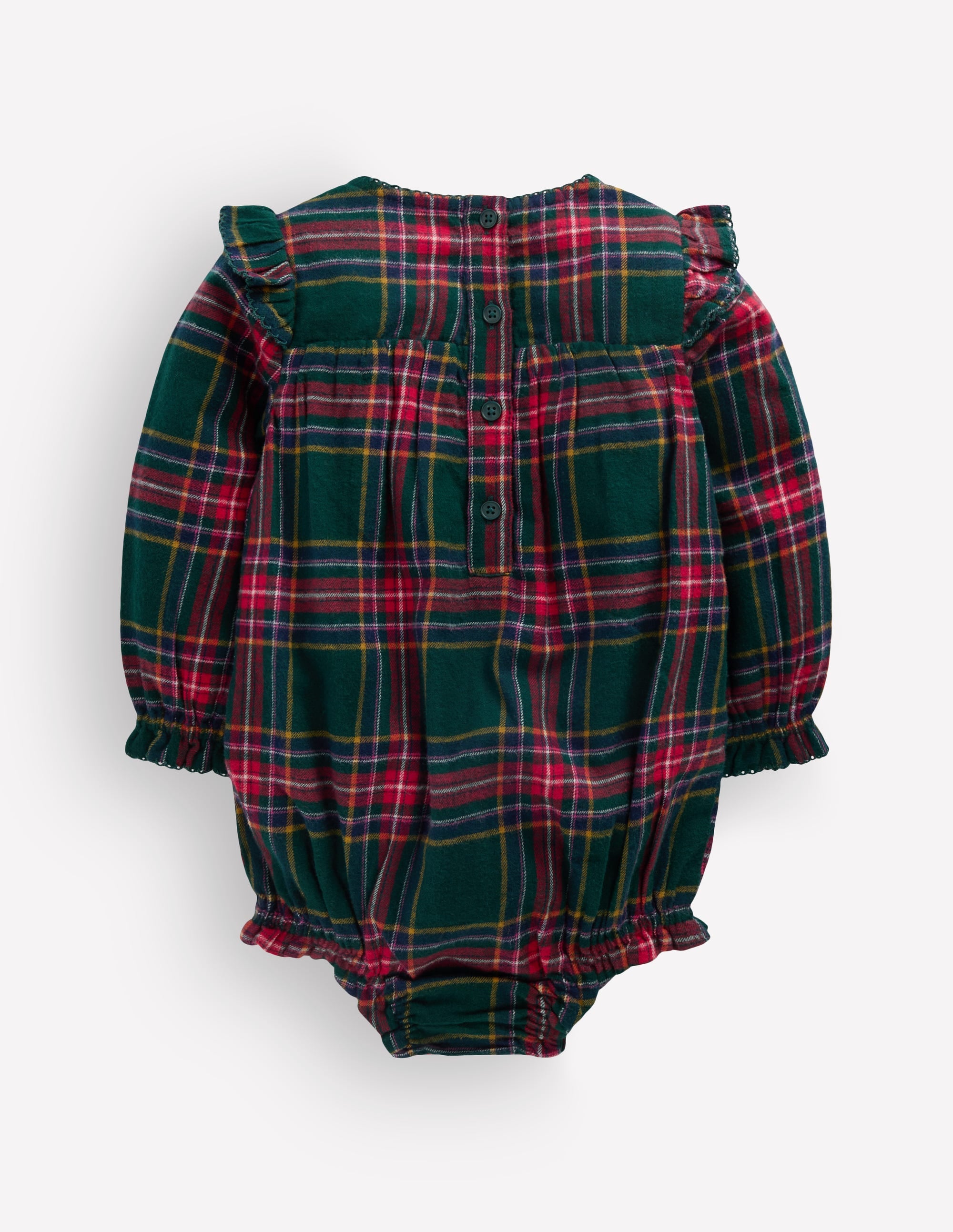 Woven Bubble Romper-Green/Red Check - Image 3