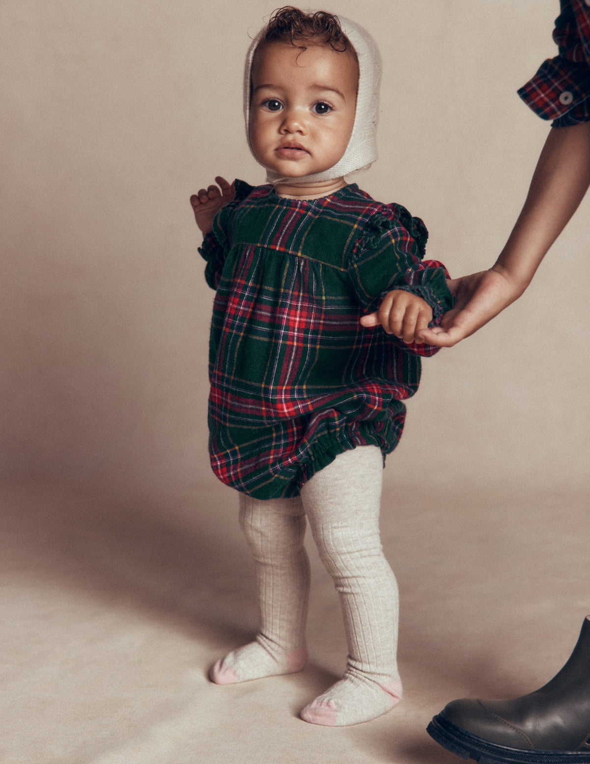 Woven Bubble Romper-Green/Red Check-3