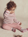 Fair Isle Knitted Jumper Set-Pink Heather