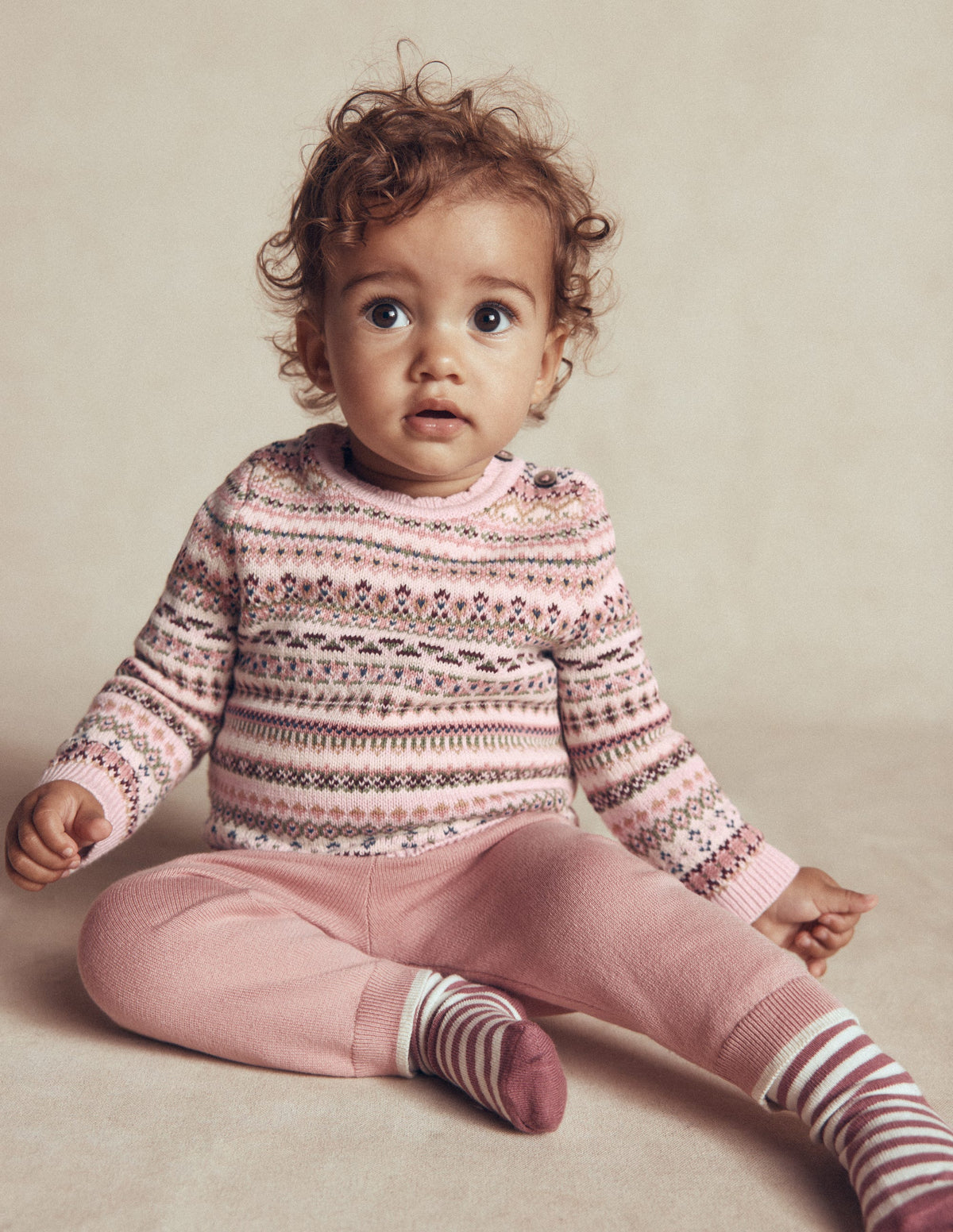 Fair Isle Knitted Jumper Set-Pink Heather - Image 3
