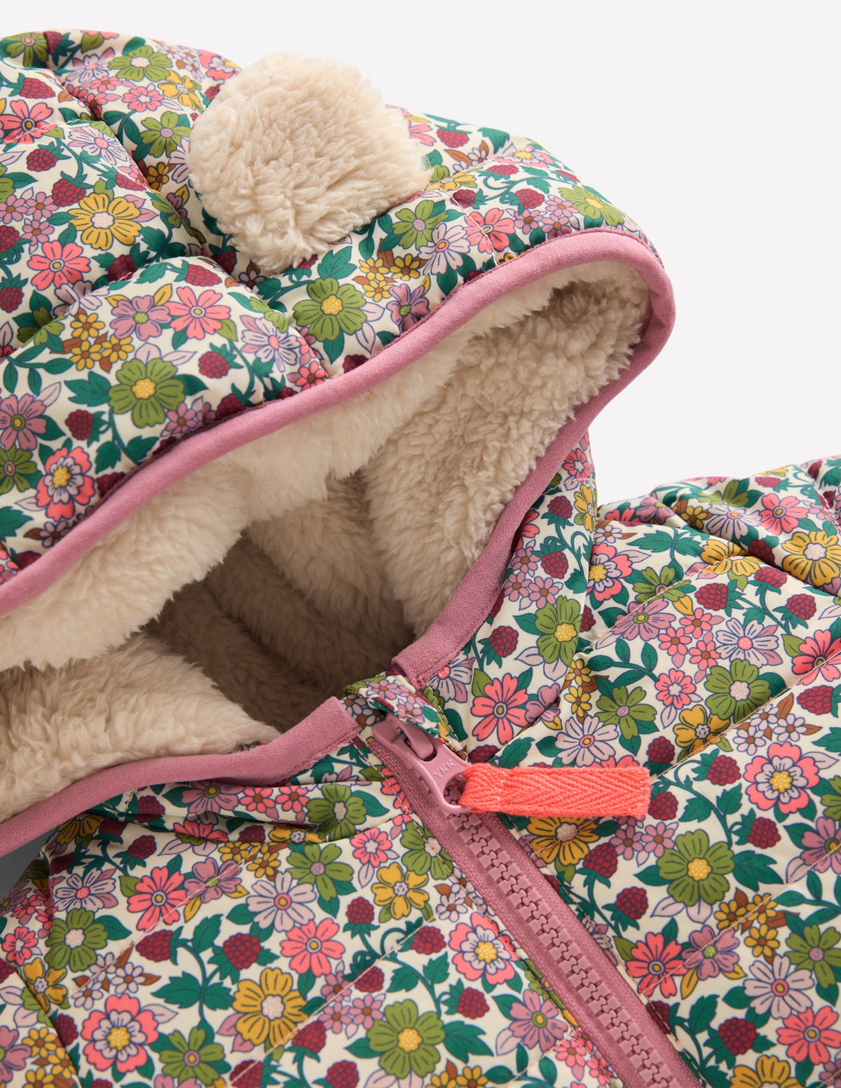 Cosy Lined Puffer Jacket-Papyrus Raspberry Floral - Image 4