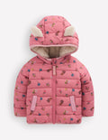Cosy Lined Puffer Jacket-Pink Spaced Floral
