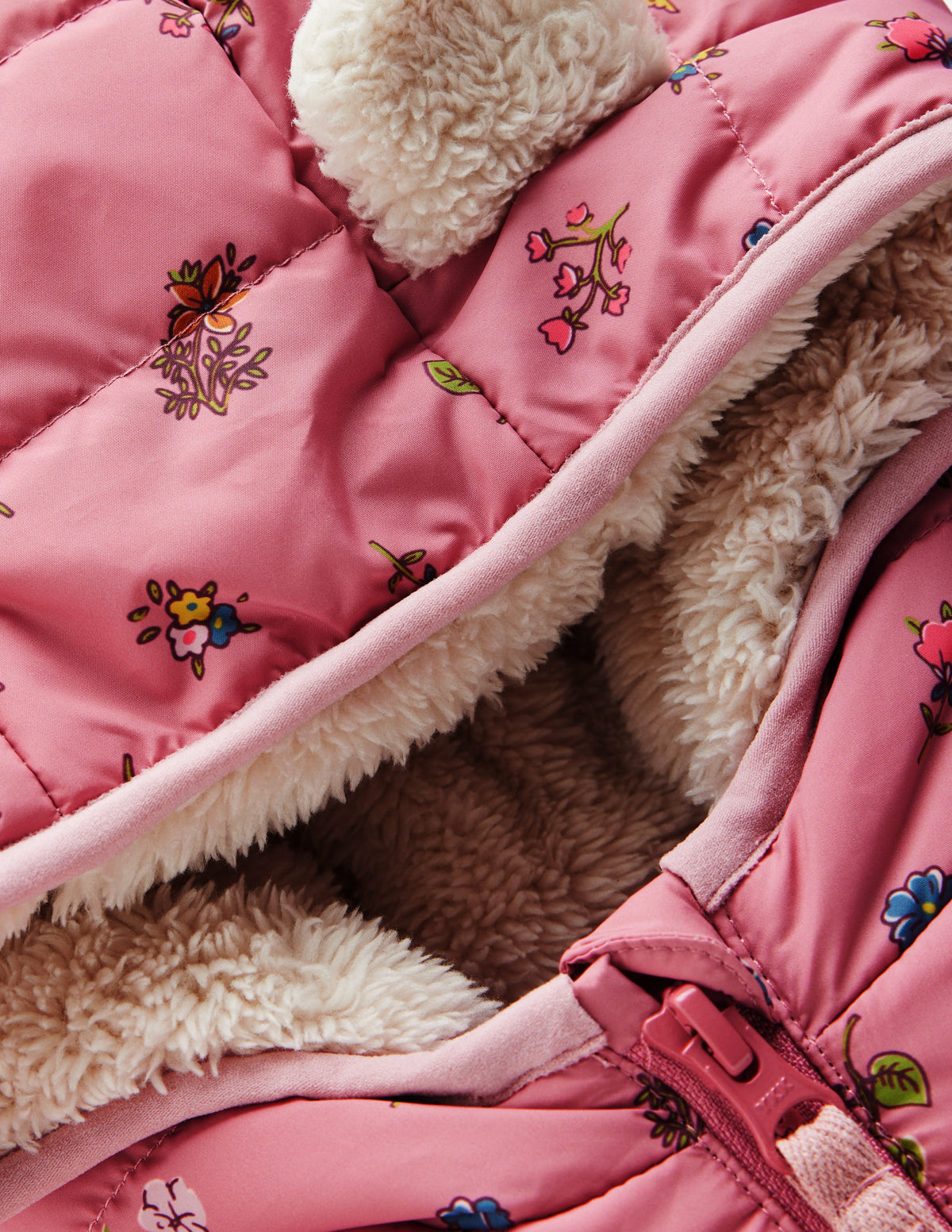 Cosy Lined Puffer Jacket-Pink Spaced Floral-2