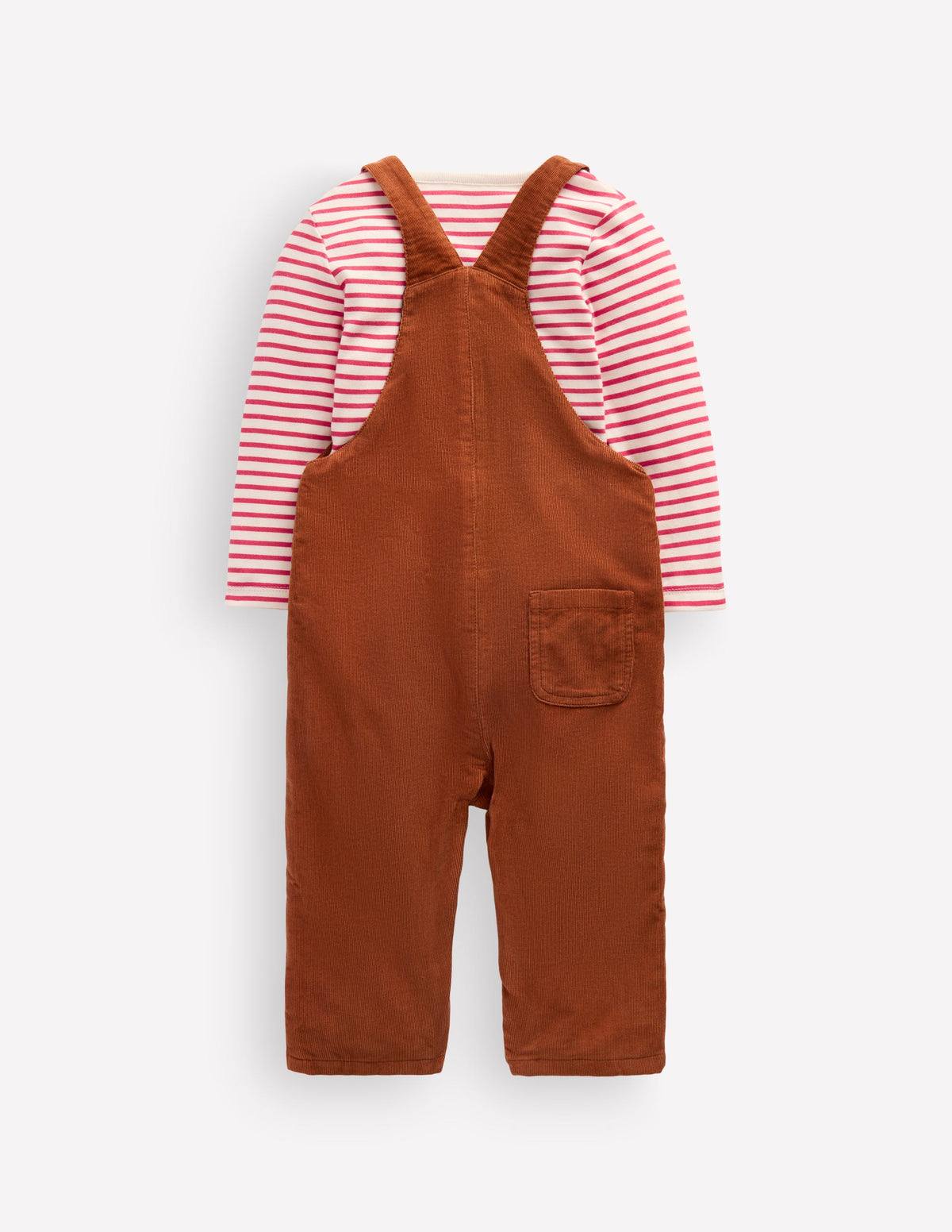 Novelty Cord Dungaree Set-Brown Reindeer-3