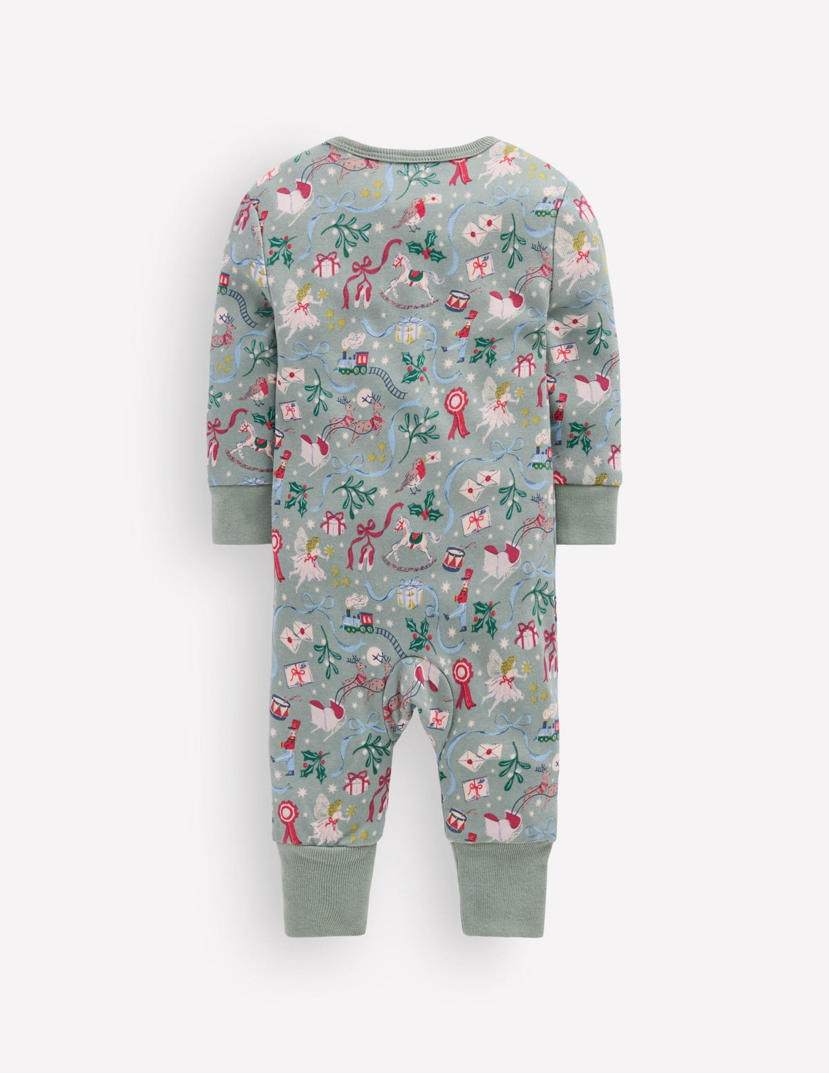 All-in-One Jersey Romper-Larch Green Festive-3