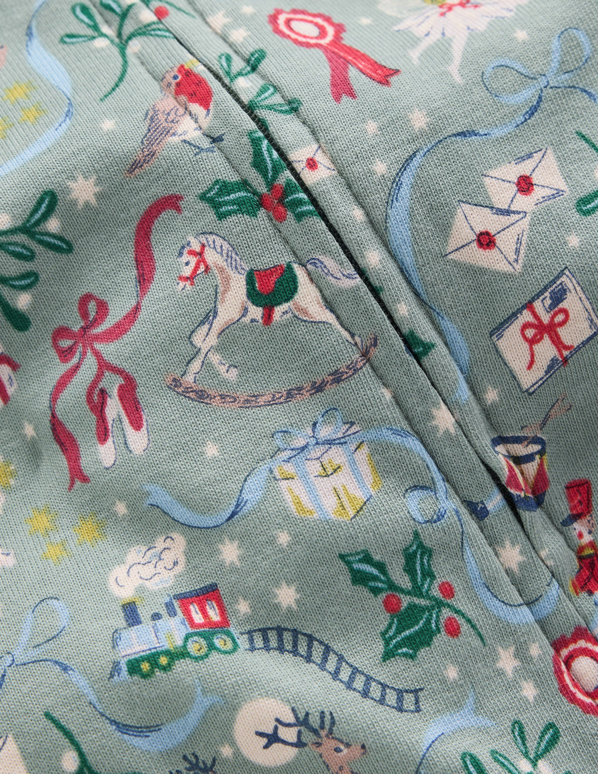 All-in-One Jersey Romper-Larch Green Festive - Image 2