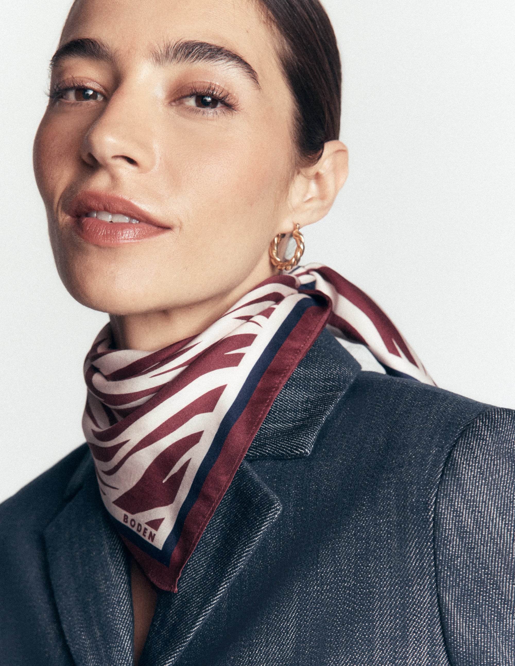 Elisabeth Silk Square Scarf-Chestnut, Zebra Swirl - Image 1