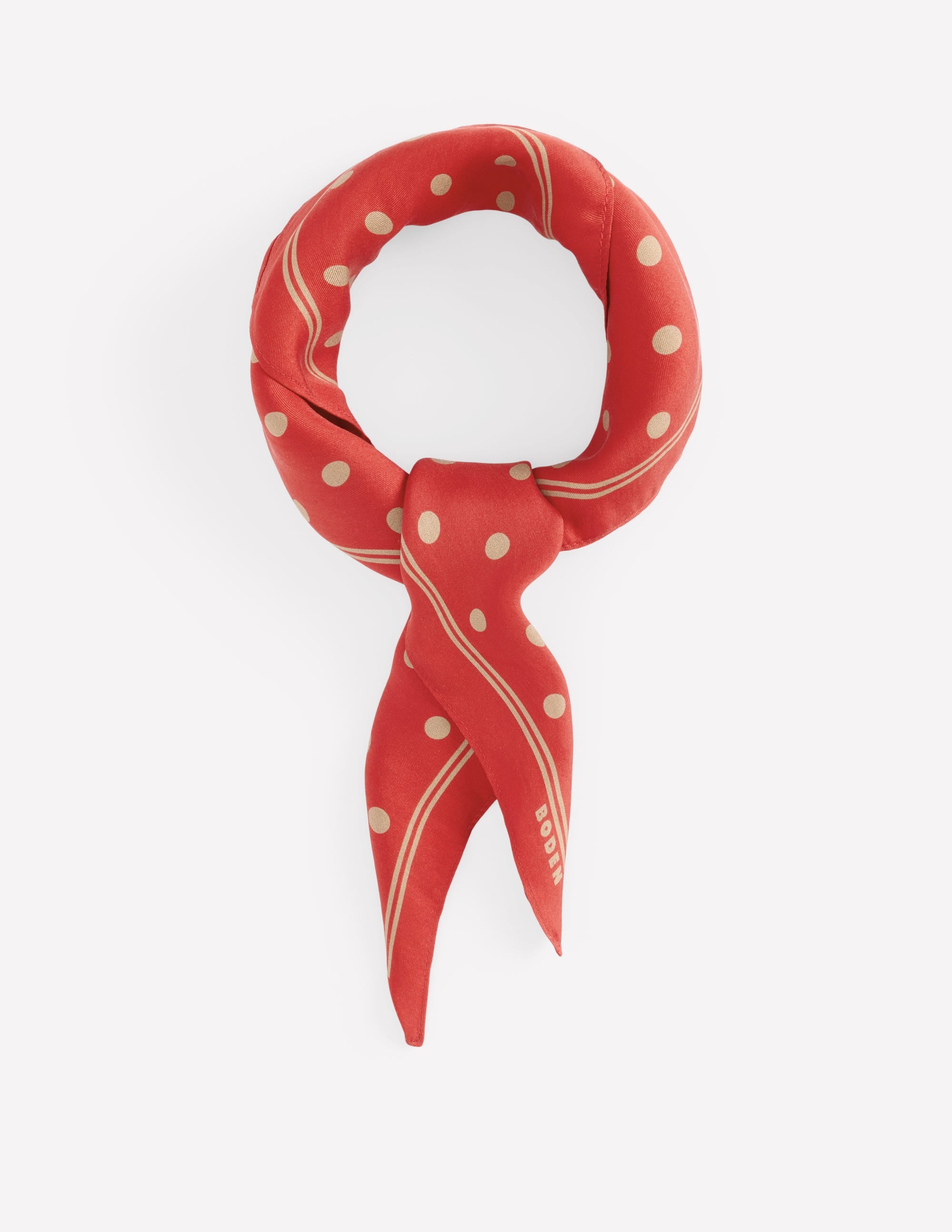 Elisabeth Silk Square Scarf-Red, Camel Spot - Image 1